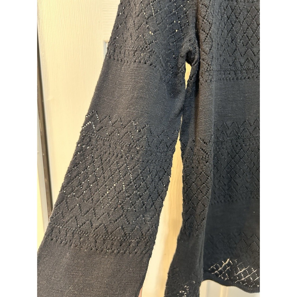 Frye Lace Scalloped Sweater Cardigan Women Sz L Cotton Whimsigoth Fairy Academia - Picture 8 of 12